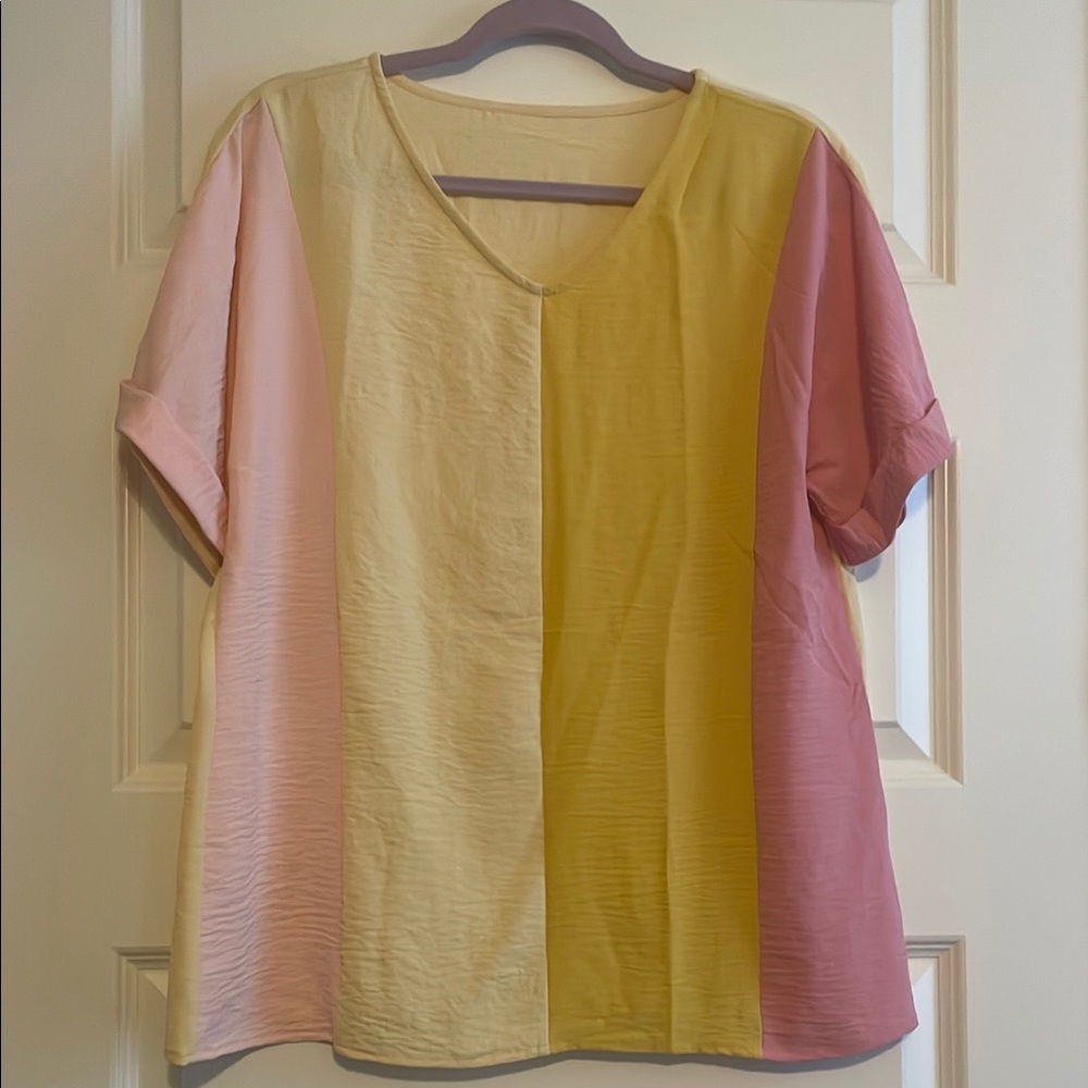 Colorblock V-Neck Top NWOT